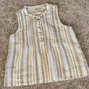 Faherty sleeveless striped linen top.